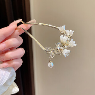 Nianfu new chinese style ancient style fringed lily of the valley flower hairpin hairpin for women u-shaped hairpin mid-autumn festival gift for girls lily of the valley flower u-shaped hairpin