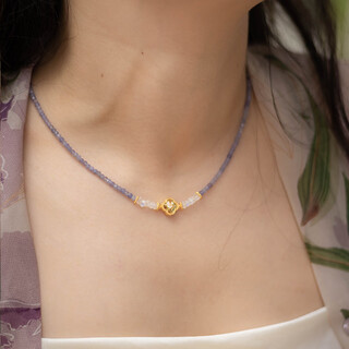 Dyaitanya original phalaenopsis natural tanzanite necklace women's clavicle chain niche high-end jewelry handmade pendant phalaenopsis tanzanite necklace 39+5cm