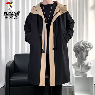 Мужская ветровка woodpecker (tucano), мужское пальто средней длины, новинка 2025 года, весна и осень, длинные мужские топы большого размера, черные xl