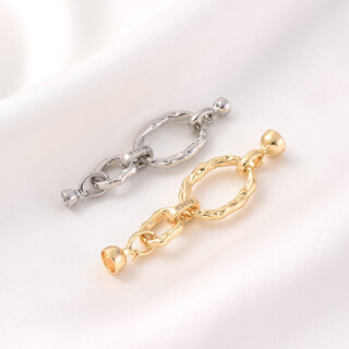 Qianjun 18k gold pendant buckle, high quality 18k gold-filled micro-inlaid double ring, openable pearl buckle, handmade di gold double ring style (one)