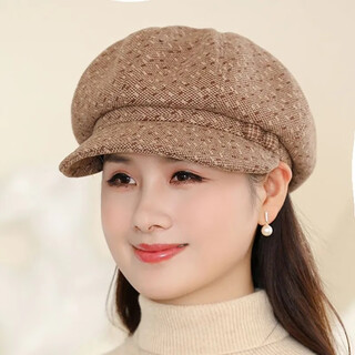 Changyin knitted hat for women in autumn and winter, middle-aged and elderly woolen peaked cap thickened and warm for the elderly, grandma and mother, cold-proof hat, khaki