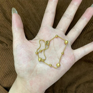 Chow tai fook chinese valentine's day gift good luck bracelet for women, light luxury niche 2025 new style 18k gold titanium steel exquisite non-fading transfer bead pull-out bracelet adjustable