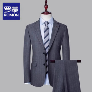 Romon casual suit men's formal wedding 2025 new spring and autumn slim men's suit dress suit 2266 gray. double slit l 175 120-135 jin jin equals 0.5 kg