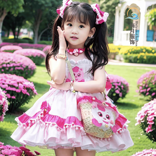 Nantang three-color love cute cos clothing children's princess dress girl's dress lolita handmade skirt for baby girl love cute lolita one size too small 120cm