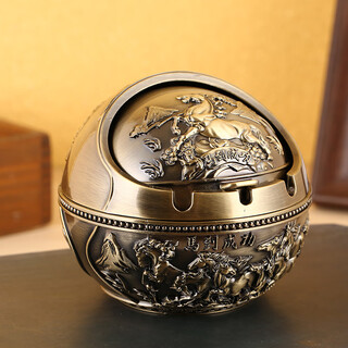 Ashtray, high-end, high-end, artistic, new european-style with lid, round, creative, personalized, bronze, immediate success