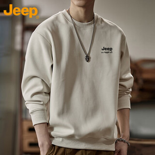 Jeep (jeep) sweatshirt men's autumn and winter loose round neck long-sleeved t-shirt bottoming shirt versatile trendy brand top apricot xl