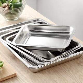 Onlycook304 stainless steel tray, multi-dining plate, barbecue square plate, grilled fish grill pan, food preparation plate-shallow plate 40cm