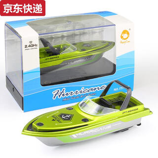 奇立彩迷你遥控游轮赛艇儿童水上遥控玩具船模型高速快艇赛艇2.4g充电船 绿色-2.4G遥控赛艇闲牛款 2节7号电池+螺丝刀+充电头