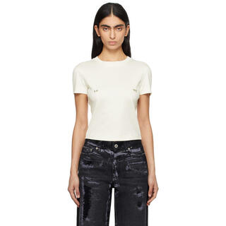 Mugler light luxury women's white pierced baby t-shirt snow 20 | m