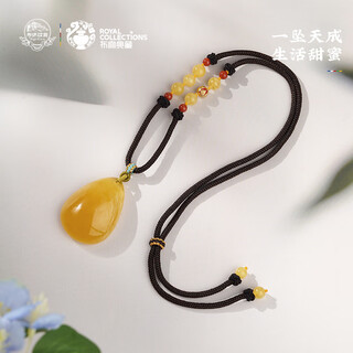 Potala palace beeswax southern red necklace 925 silver yellow wealth agate jade pendant wushi brand men's and women's birthday gift for boyfriend