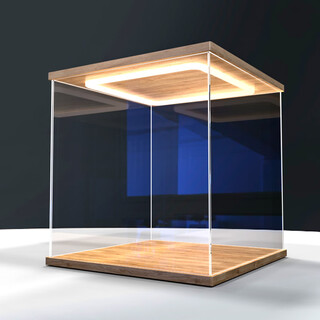 Shantou lincun hand-made display box with light, acrylic return light display box with door, wooden dust cover up to 100 meters, with multiple lights, length, width and height 25*15*25cm