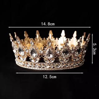 Boutique baked decoration bride european style alloy lace crown birthday accessories handmade queen large round headdress alloy water drop ice crystal crown large gold