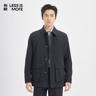 Lilang ropa de moda ligera para hombres cortavientos con tapeta oculta a prueba de viento chaqueta ejecutiva resistente al desgaste, resistente a las arrugas y de fácil cuidado con solapa para hombres negro (3h) xl (175)