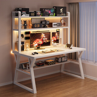 Xinyouliangjia desk bookshelf integrated table home computer table hole board storage rack study table a051 100*50 white