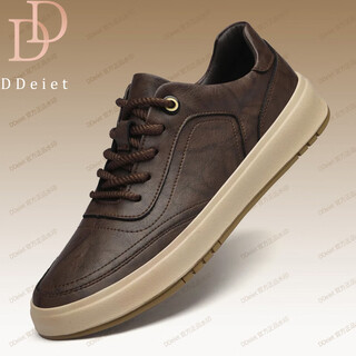 Ddeiet brand men's shoes 2026 new style comfortable thick sole increased casual leather shoes men's sports versatile genuine leather sneakers for men brown brand men's shoes 41 (255mm) leather shoe size