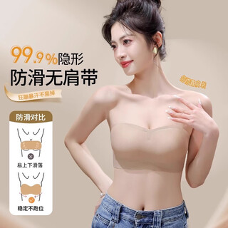 Langsha liquid foundation invisible transparent strapless underwear women's anti-slip gathering seamless tube top anti-exposed wrap chest beautiful back bra