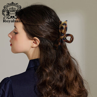Royal sasa leopard print bow clip design, large shark clip on the back of the head, high volume and high-end hair clip