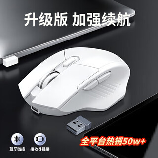 凡赛罗技无线鼠标超静音2025新款可充电蓝牙双模人体工学妙控办公游戏电竞适用于迈从笔记本电脑 旗舰升级款-加强续航+蓝牙双模-白色