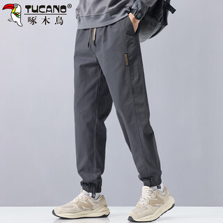 Woodpecker (tucano) pants men's autumn and winter leggings casual pants men's loose sports pants trendy versatile workwear men's pants dark gray xl