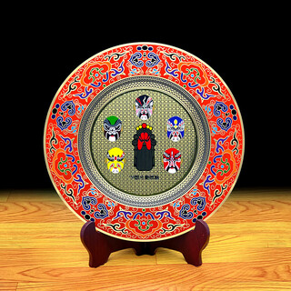 隆长安北京景泰蓝掐丝珐琅办公室摆件中国特色礼品送老外出国礼品定制 京剧脸谱【十二寸红-无框】