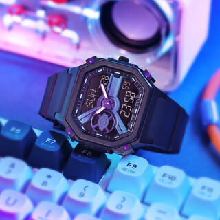 Dickies electronic watch student watch junior high school students dual display small square trendy luminous gift for girls birthday gift cl-487 purple