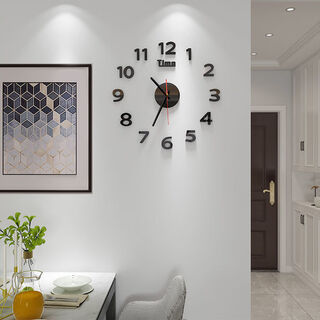 Shiniao luminous creative clock silent punch-free wall 3d wall clock nordic bedroom wall clock simple diy clock living room tx black 30 cm