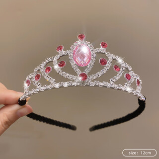 Crown tiara adult bride wedding rhinestone headband female 2024 new style princess headband 10 27# pink crystal