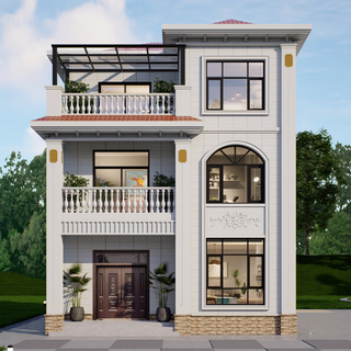 Ren yuanshu three-story modern style villa design drawings rural self-built house design drawings villa appearance renderings house design custom design (deposit consultation)