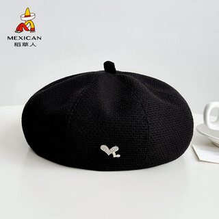 Scarecrow beret women's 2025 new fashion casual three-dimensional versatile face-showing small korean style love pumpkin hat trendy black one size