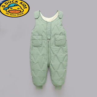 G.duckkids children's overalls for boys and girls in autumn and winter all-in-one velvet cotton pants for babies with open stalls for children and infants thickened outer trousers bean green plus velvet and thickened - 100