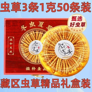 冬虫夏草虫草礼盒送长辈正宗冬虫夏草冬虫草营养滋补品药材保健品 藏区精品虫草3条1克50条装-送3条