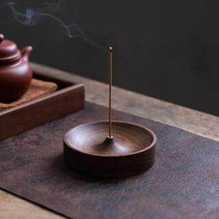 Simple chinese sapele solid wood aromatherapy small stove holder base tea wood sandalwood incense burner line guiyuan incense insert