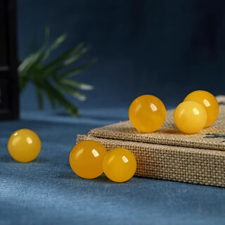 Ziweidai official guaranteed price raw stone beeswax single bead loose bead old wax amber pendant round bead accessories chicken oil yellow 11.5mm earth certificate (elastic cord + lead)