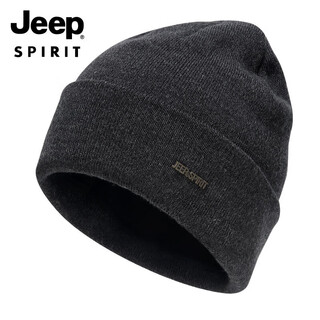 Jeep (jeep) hat men's woolen hat windproof ear protection plus velvet warm hat with wool trendy knitted hat casual cold protection hat