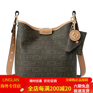 Fion/fion presbyopic bucket bag new women's bag retro large-capacity crossbody bag faafifs318 coffee_tea