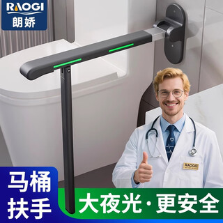 raogi朗娇德国卫生间马桶扶手老人厕所坐便器起身器无障碍辅助助力栏杆 【FU687白】标准款-上翻折叠