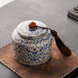 Jinpan blue and white ru kiln tea jar large high-end sealed jar household ceramic moisture-proof tea jar chinese tea storage tea jar panzhilian blue and white ru kiln-large tea jar