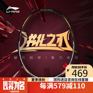 李宁（LI-NING）羽毛球拍全碳素单拍风刃EVO对标风刃500比赛球拍黑色4U 已穿线