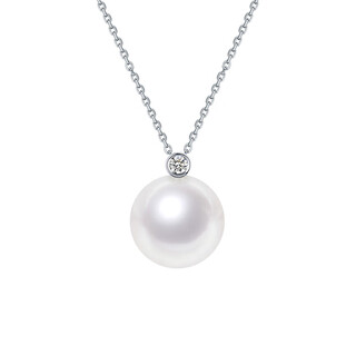Tahitian solitaire edison pearl pendant 18k gold necklace feeling pearl necklace clavicle chain perfect round_strong light_white edison pearl_with 18k 9-10mm