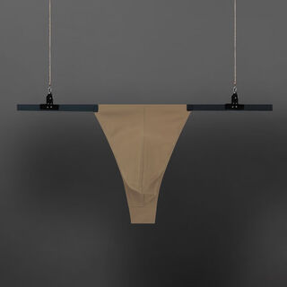 Banfishi low-waist sexy men's thong nylon breathable super spicy high-end stretch t-pants pure lust style extra spicy underwear for men light brown color m 80-100jin jin equals 0.5 kg