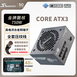 Seasonic 750w core (2024) gold medal computer power supply atx3.1/pcie5.1/12v-2x6 supports 50 series graphics cards