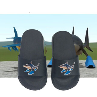 Oeing children's slippers foreign shan hai jing tungtungsahurai biological war wooden stick man new shoe shark slippers black shoes sports shark color 32 size
