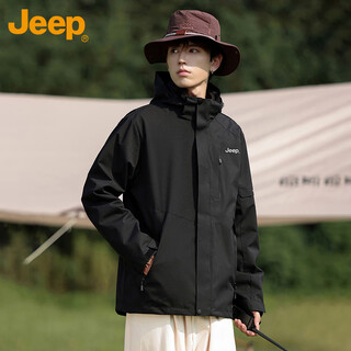 Jeep (jeep) jacket men's jacket autumn and winter three-in-one men's and women's couple assault mountaineering clothes black xl
