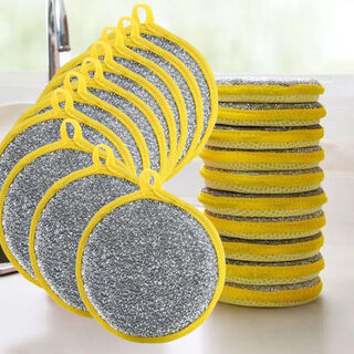 Household dishwashing cloth double-sided ingot towel sponge block magic scrubbing dish sponge wipe kitchen cleaning pot brush magic sponge ingot towel * 3 pieces random color