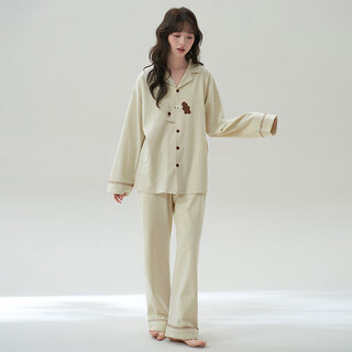 Princess mark spring and autumn couple pajamas 2025 super hot cartoon puppy long sleeve long pants boys and girls pure cotton home clothing hz2912-puppy shape couple women's xl