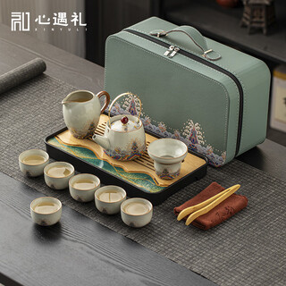 Xinyu li ru kiln tea set complete set high-end souvenirs housewarming new home moving gift father's birthday gift men's practical