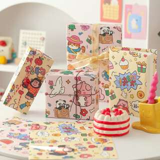 Doroch cartoon wrapping paper 6 sheets christmas gift wrapping thanksgiving handmade diy kindergarten activity bag book paper flowers