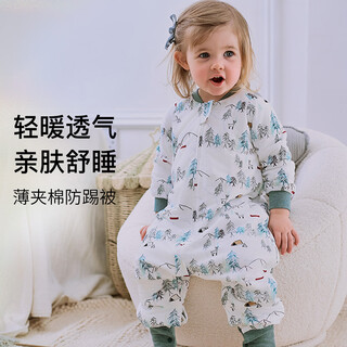 Nest designs baby sleeping bag bamboo cotton thin quilted long sleeve baby split leg sleeping bag children's anti-kicking quilt forest path 90 yards