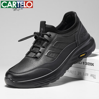 Cartelo men's shoes spring and autumn cowhide business sports shoes men's shoes men's soft sole casual leather shoes 5219 black 43