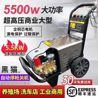 Black cat chichen commercial car washing machine cleaning machine high power household 220/380v farm car wash shop industrial ultra-high pressure water gun 2.6kw 220v360jin jin equal to 0.5kg pressure 10 meters household car washing italian brand pump